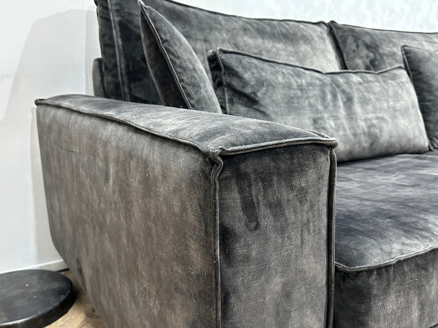 Donker Groene/Antraciet Velvet Hoekzetel ~ Losse Kussens Met Afneembare Hoezen