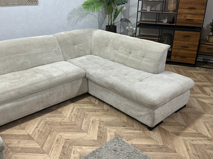 !Showroommodel! Witte Ribstof U Zetel ~ Slaapfunctie