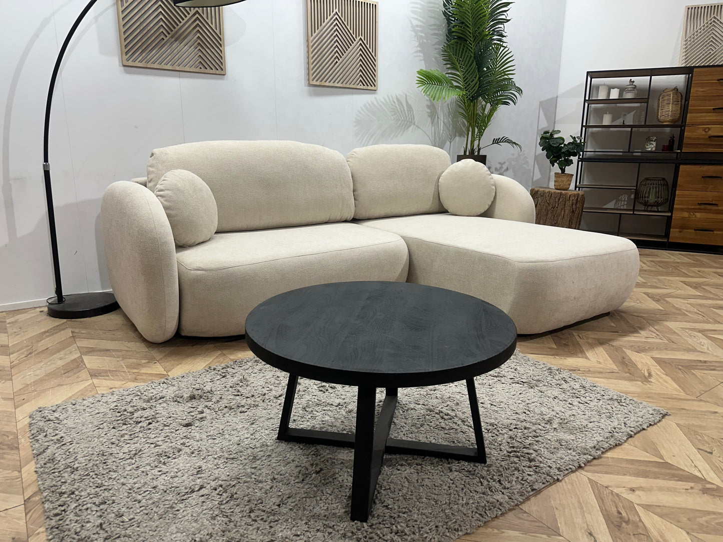 !Showroommodel! Witte/Crème Suède Stoffen Hoekzetel