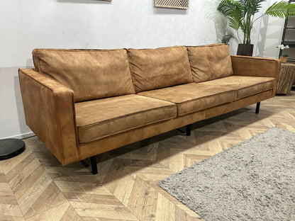 Cognac Bruine Suède Stoffen 3-Zits Zetel Inc Hocker ~ Losse Kussens Met Afneembare Hoezen
