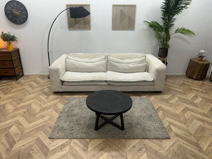 Witte Ribstof Lounge Zetel ~ Losse Kussens Met Afneembare Hoezen