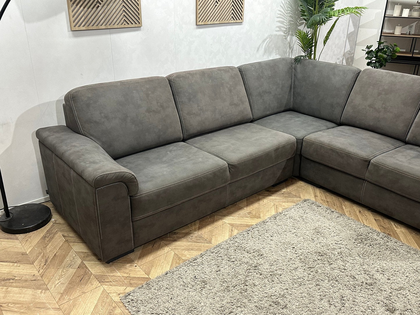 DSense Antraciet Suede Stoffen Hoekzetel ~ Vaste Kussens