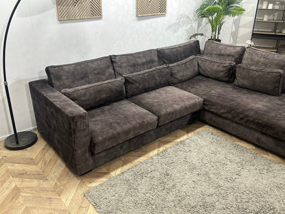 Antraciet Velvet Hoekzetel ~ Losse Kussens Met Afneembare Hoezen