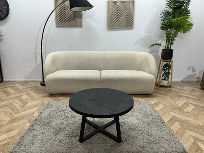 Witte Bouclé Stoffen 2.5-Zits Zetel ~ Vaste Kussens