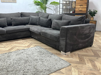 Antraciet Velvet U Zetel ~ Losse Kussens Met Afneembare Hoezen