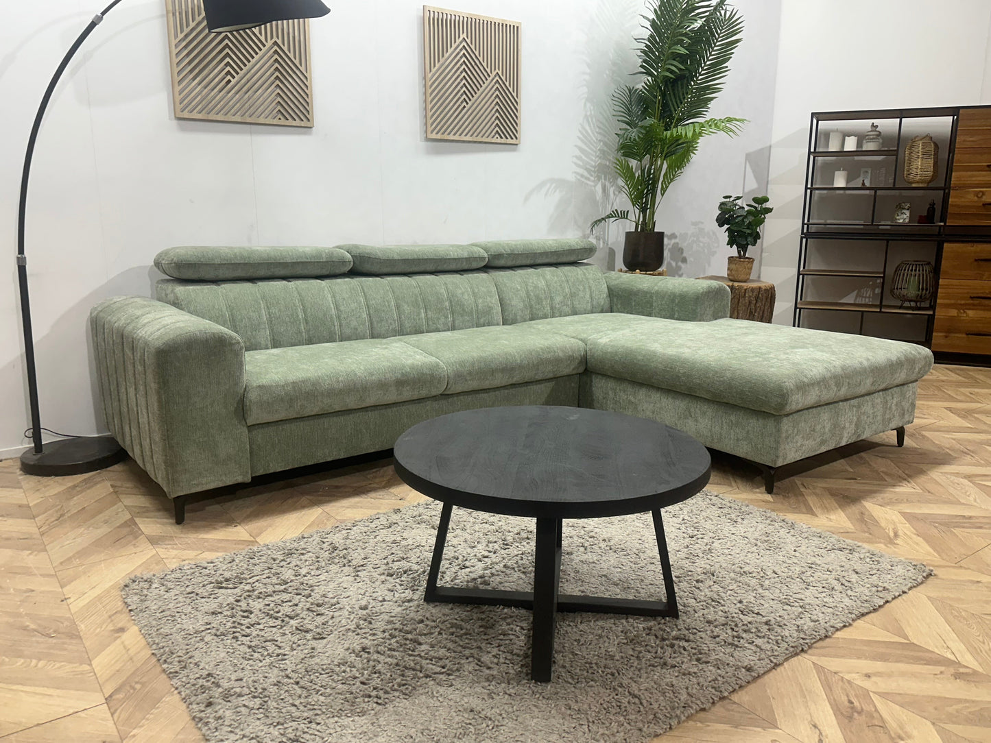 !Showroommodel! Groene Cremona Hoekzetel ~ Verstelbare Hoofdsteunen