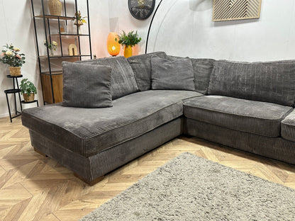 Antraciet Ribstof Hoekzetel ~ Losse Kussens Met Afneembare Hoezen