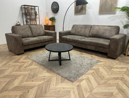 Bruine Suède Lederen Zetels Set ~ Vaste Kussens