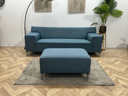 Blauwe 2.5-Zits Zetel Inc Hocker ~ Vaste Kussens