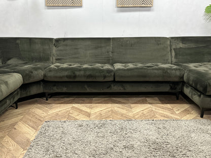 Donker Groene Velvet U Zetel ~ Nieuwstaat