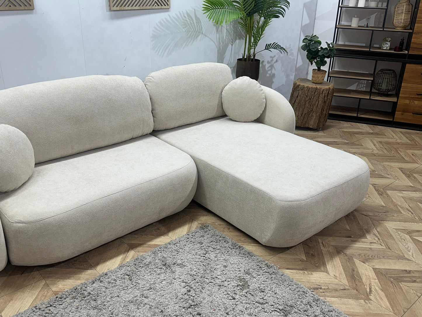 !Showroommodel! Witte/Crème Suède Stoffen Hoekzetel
