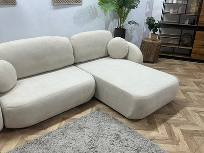 !Showroommodel! Witte/Crème Suède Stoffen Hoekzetel