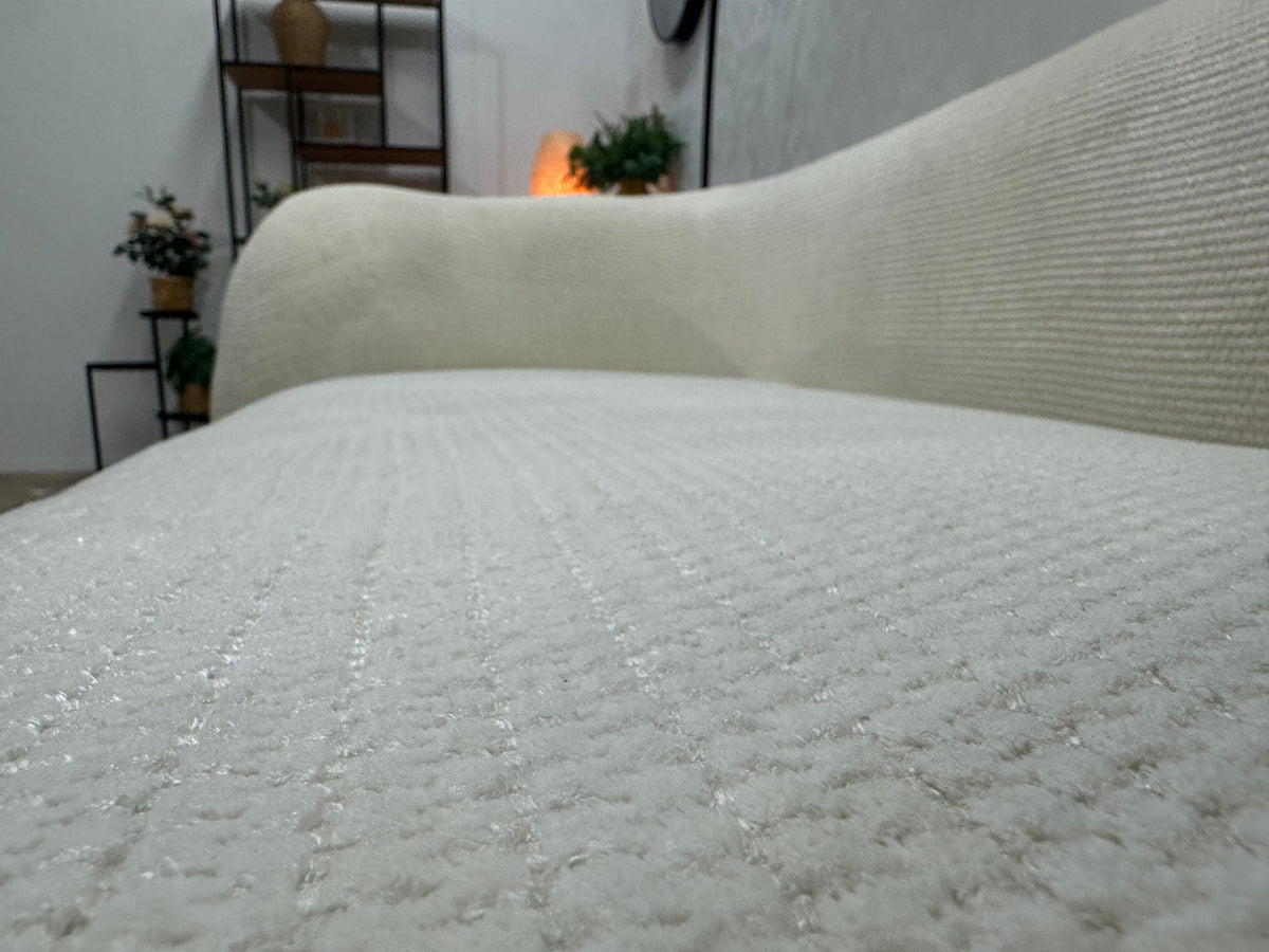 Witte Bouclé Stoffen 2.5-Zits Zetel ~ Vaste Kussens
