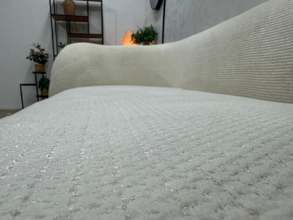 Witte Bouclé Stoffen 2.5-Zits Zetel ~ Vaste Kussens