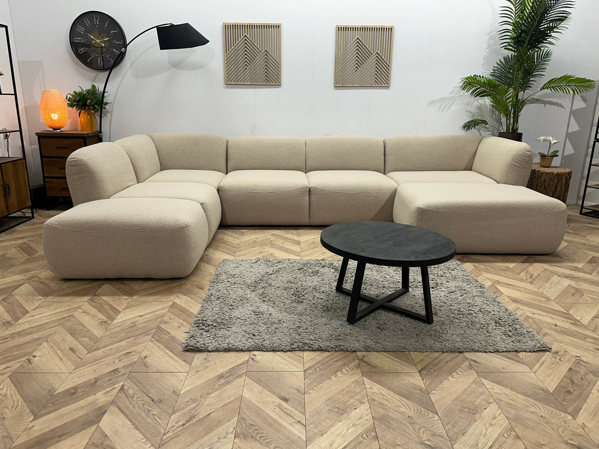 !Showroommodel! Beige Bouclé Stoffen U Zetel