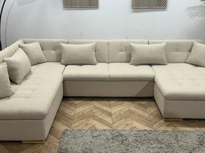 !Showroommodel! Witte/Crème Bouclé Stoffen U Zetel