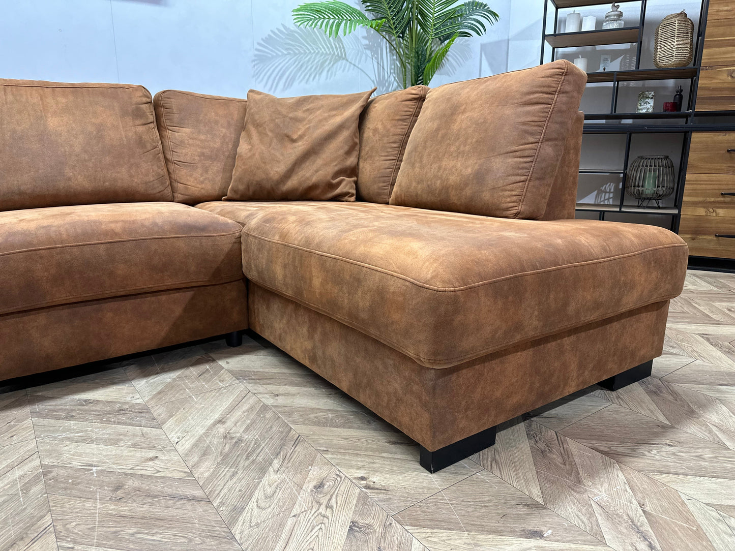 Cognac Bruine Suède Stoffen U Zetel ~ Losse Rug Kussens