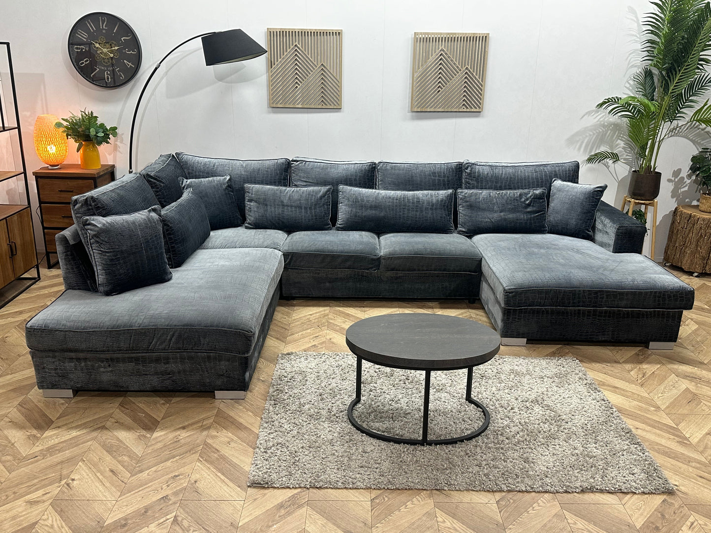 Blauwe Croco Stoffen U Zetel ~ Losse Kussens Met Afneembare Hoezen