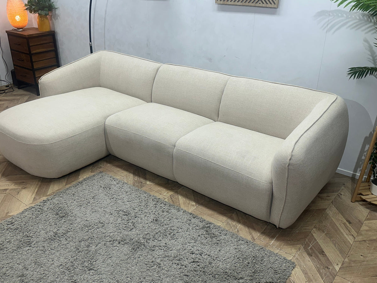 !Showroommodel! Crème Chenille Stoffen Hoekzetel