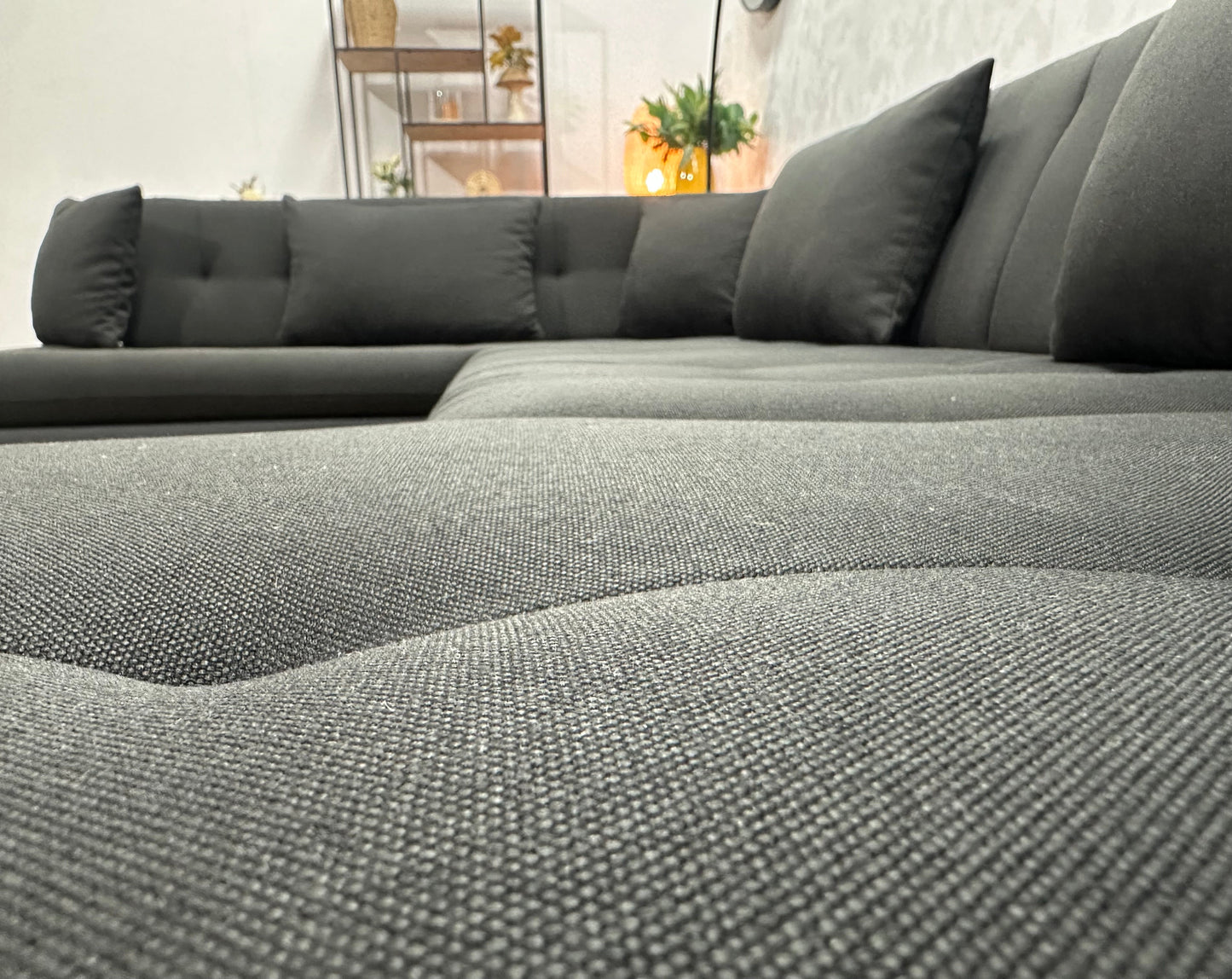!Showroommodel! Zwarte Stoffen/Lederen U Zetel