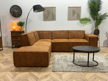 !Showroommodel! Cognac Bruine Suède Stoffen Hoekzetel