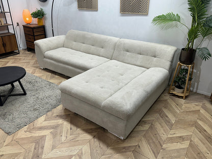 !Showroommodel! Witte Ribstof Hoekzetel ~ Slaapfunctie