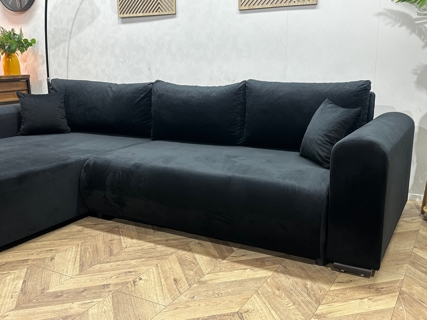 !Showroommodel! Zwarte Velvet Hoekzetel