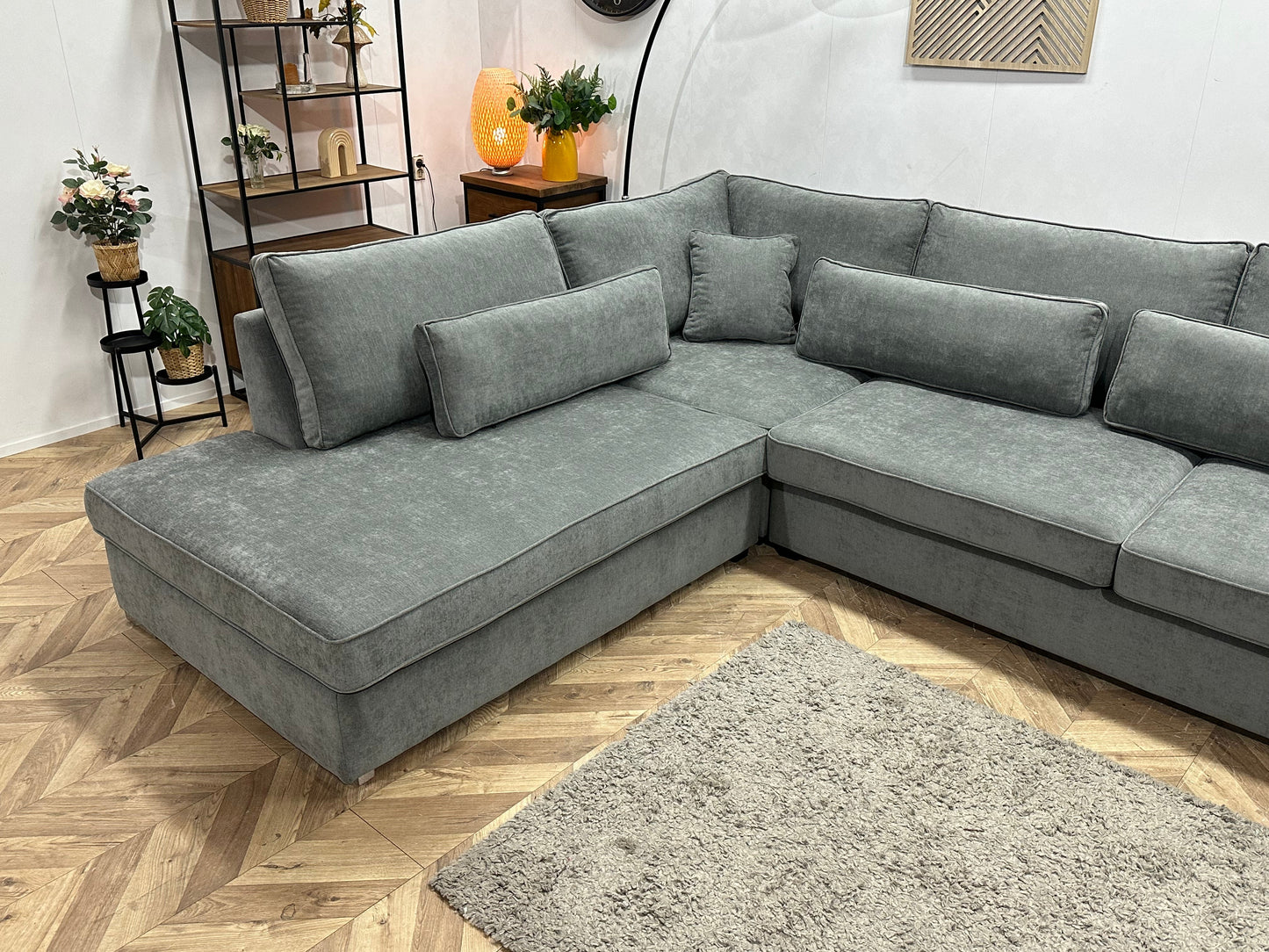 !Showroommodel! Grijze Velvet Hoekzetel