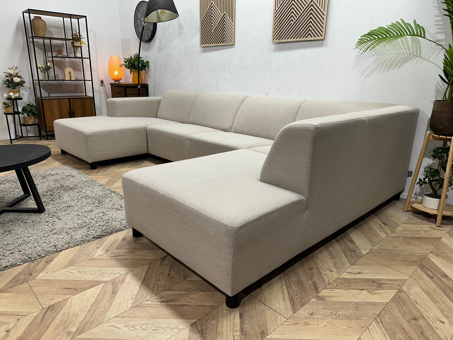 SoTrue Beige Stoffen U Zetel ~ Vaste Kussens