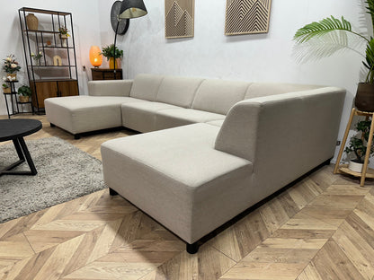 SoTrue Beige Stoffen U Zetel ~ Vaste Kussens