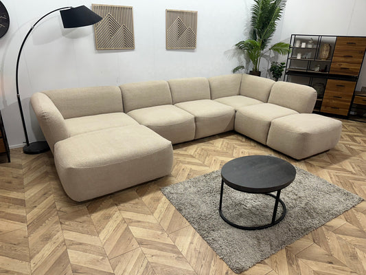 !Showroommodel! Beige Bouclé Stoffen U Zetel