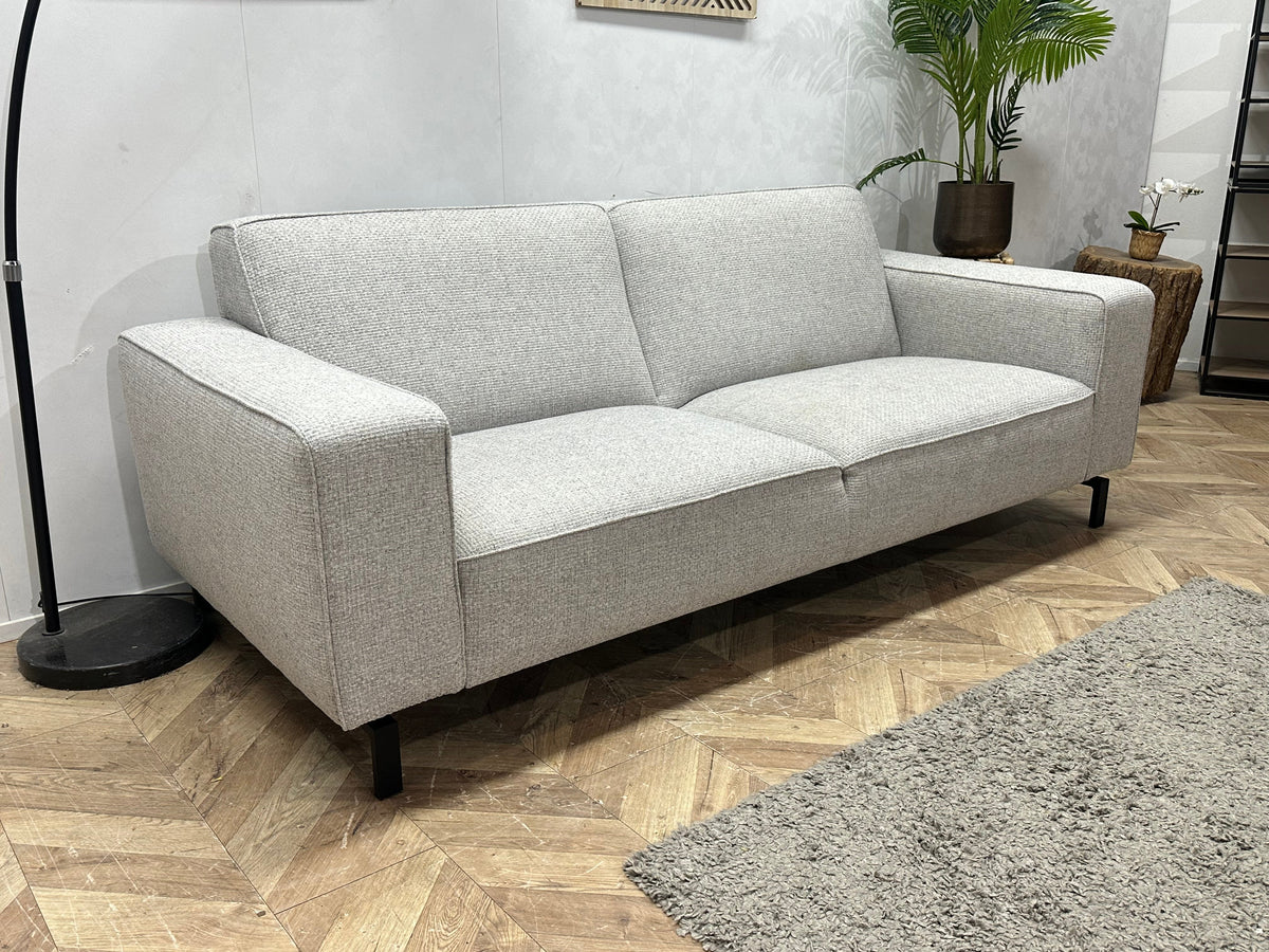 Licht Grijze Suède Stoffen 2.5-Zits Zetel Inc Hocker