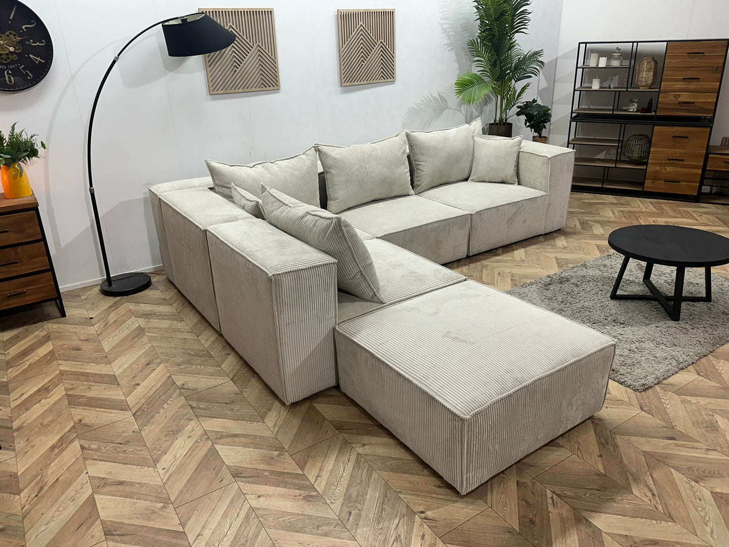 !Showroommodel! Witte Ribstof Hoekzetel ~ Meerdere Opstellingen