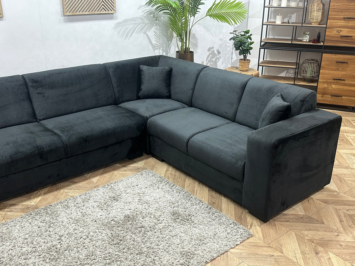 !Showroommodel! Zwarte Velvet Hoekzetel