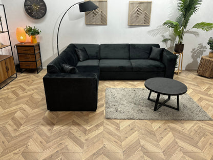 !Showroommodel! Zwarte Velvet Hoekzetel