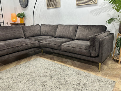 Antraciet Velvet Hoekzetel ~ Losse Kussens Met Afneembare Hoezen