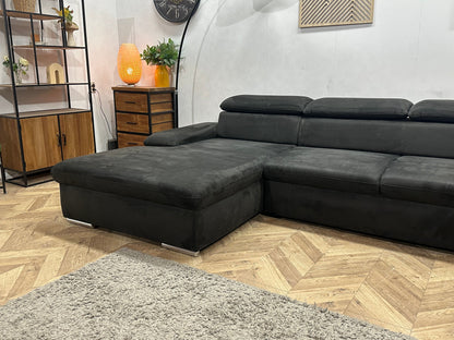 Zwarte Velvet U Zetel ~ Verstelbare Arm/Hoofdsteunen