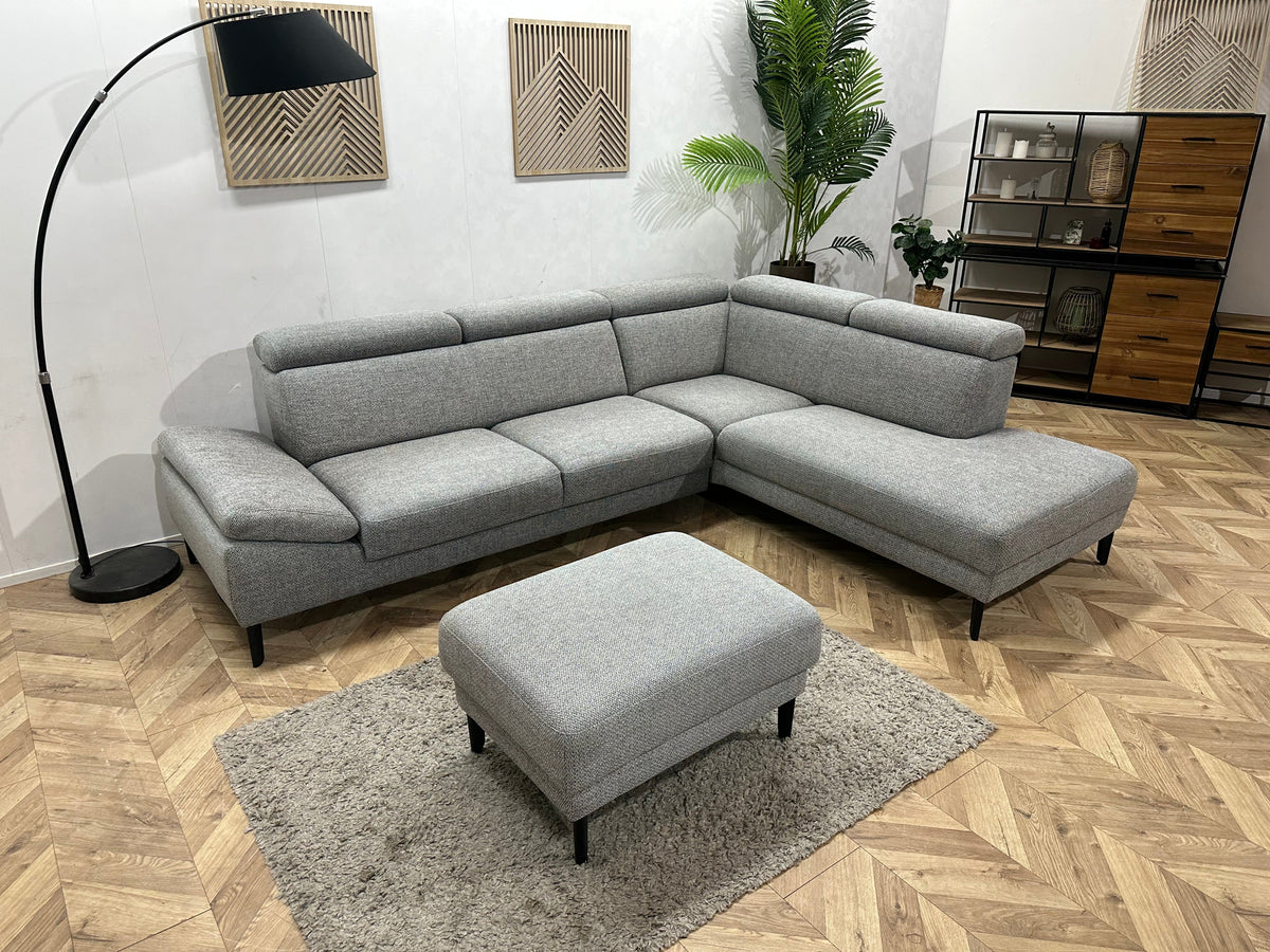 Montèl Grijze Hoekzetel Inc Hocker ~ Verstelbare Arm/Hoofdsteunen