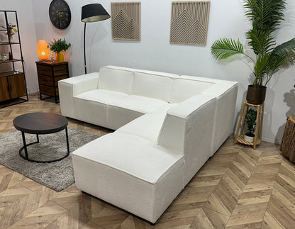 !Showroommodel! Witte Bouclé Stoffen Hoekzetel