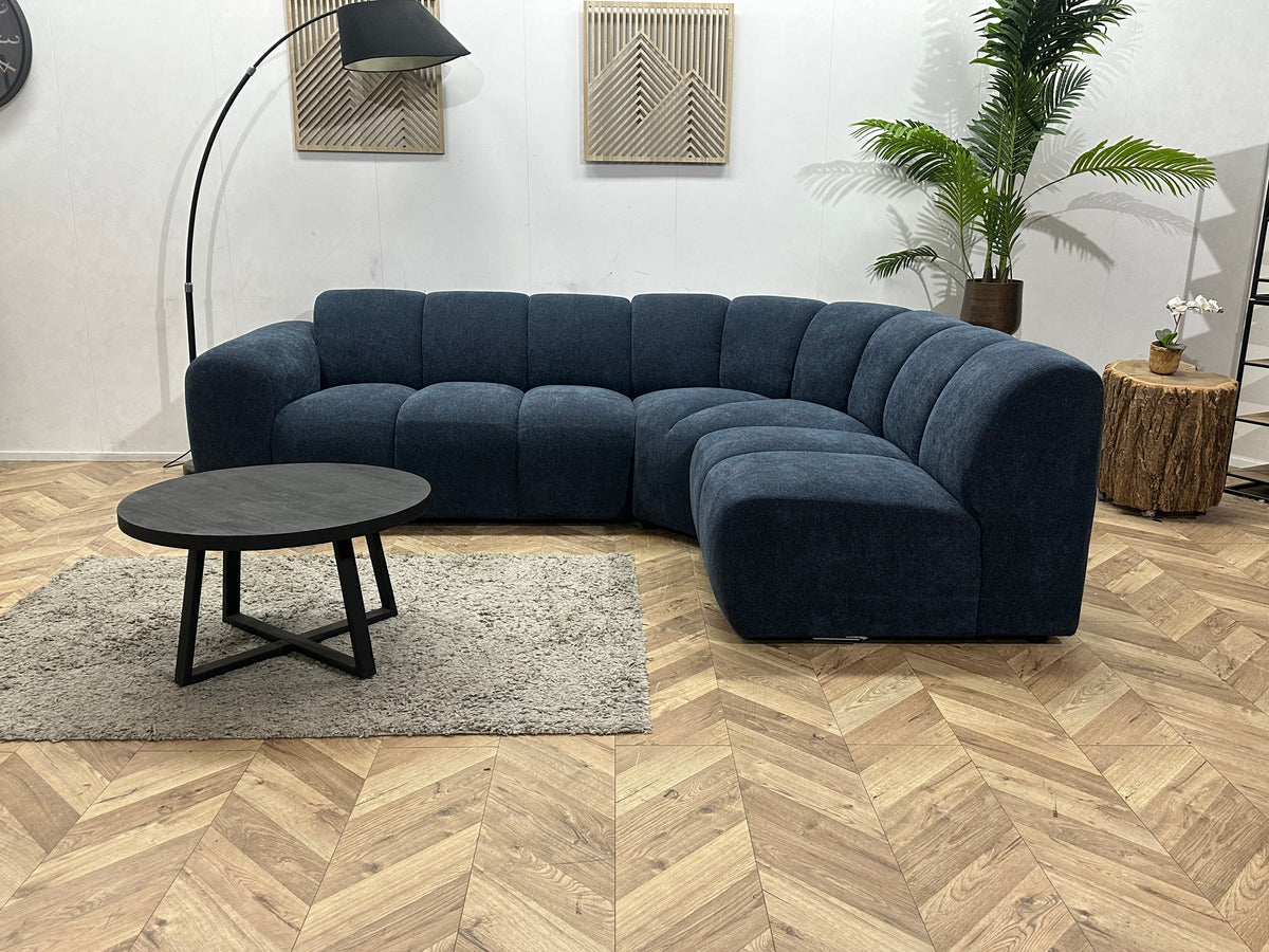 !Showroommodel Blauwe Chenille Stoffen Hoekzetel
