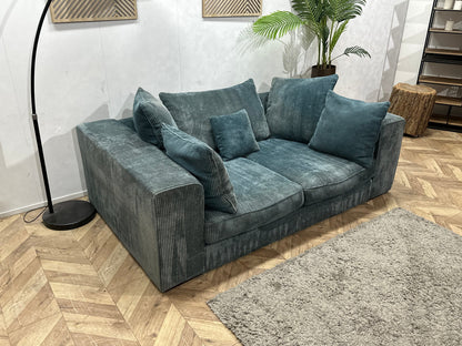 Blauwe Ribstof 2.5-Zits Zetel ~ Losse Kussens Met Afneembare Hoezen