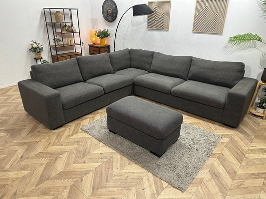 Antraciet Hoekzetel Inc Hocker ~ Losse Kussens Met Afneembare Hoezen
