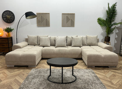 !Showroommodel! Crème Velvet U Zetel ~ Losse Ribstof Rugkussens