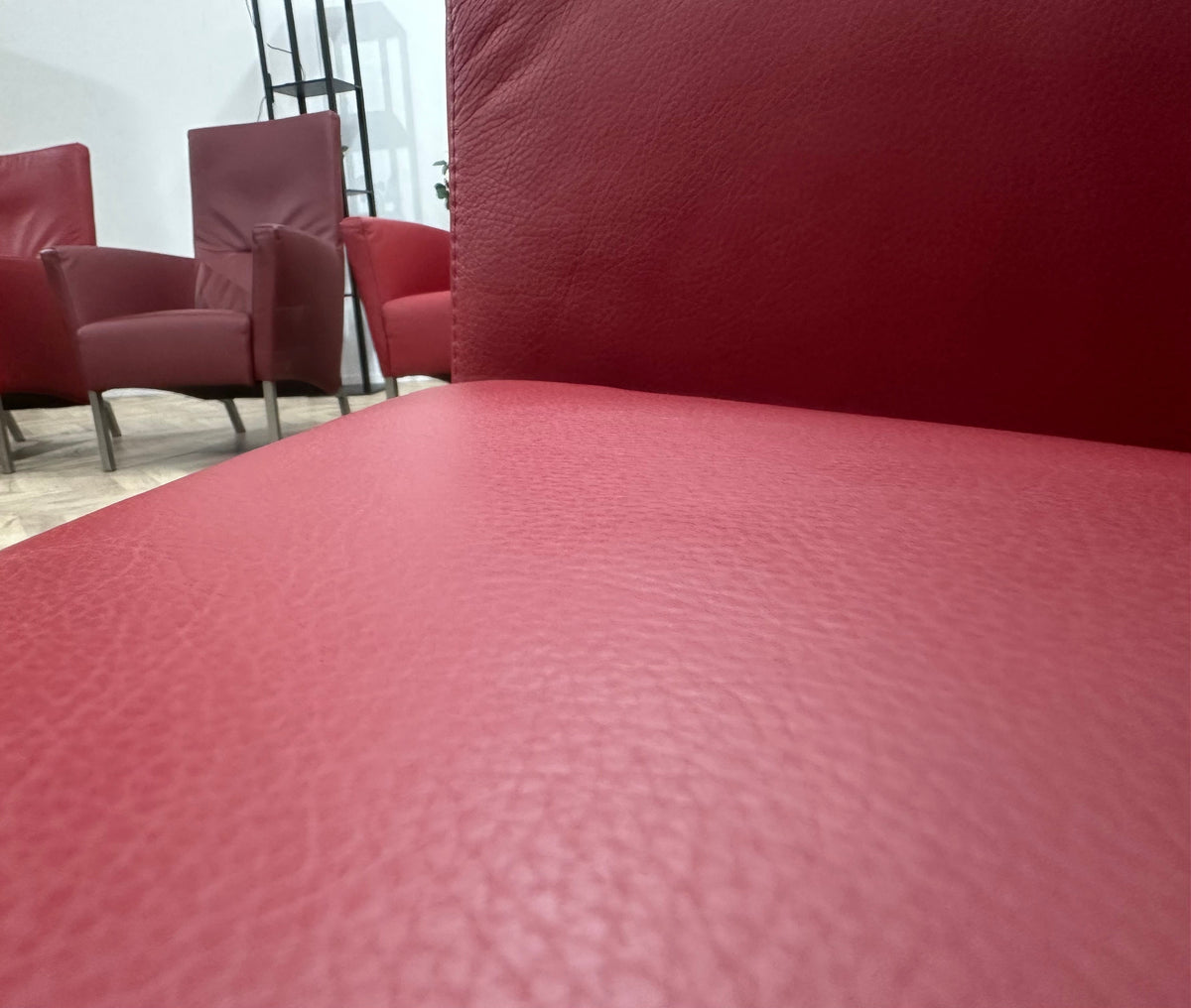 Rode Echt Lederen Stoelen Set