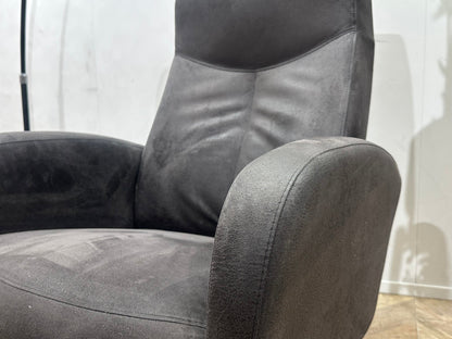 Antraciet Suède Stoffen Fauteuil ~ Vaste Kussens