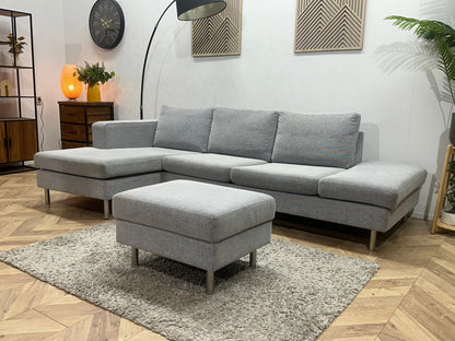 Licht Grijze Design Hoekzetel Inc Hocker ~ Losse Kussens Met Afneembare Hoezen