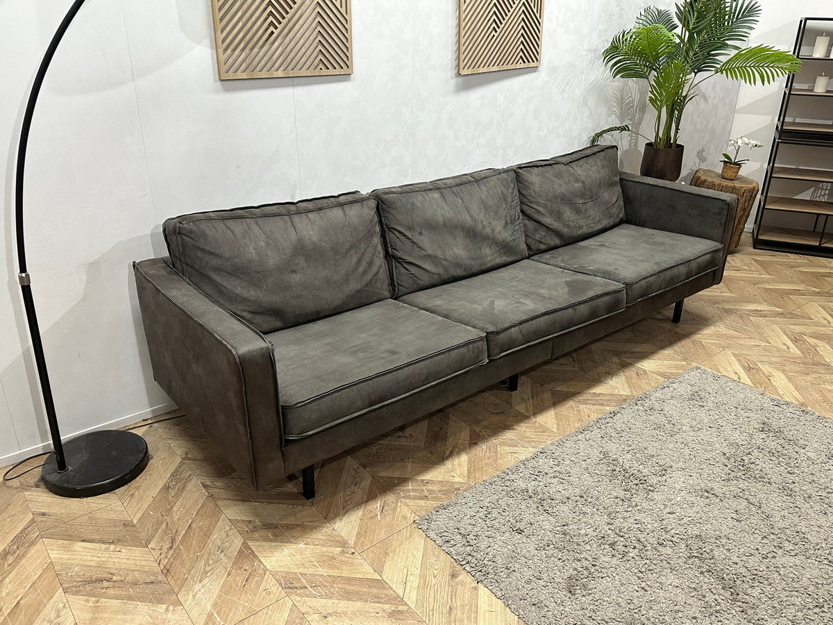 Be Pure Antraciet Suède Stoffen 3-Zits Zetel Inc Hocker ~ Losse Kussens Met Afneembare Hoezen