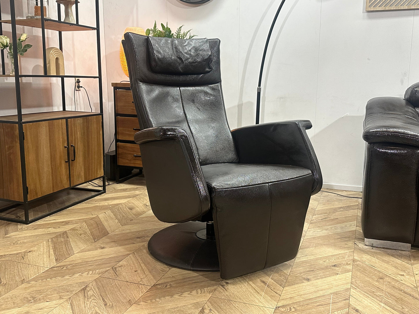 Bruine Echt Lederen 3-Zits Zetel Inc Fauteuil ~ Geïmpregneerd