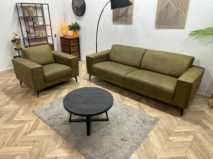 Groene Suède Stoffen Zetels Set ~ Vaste Kussens
