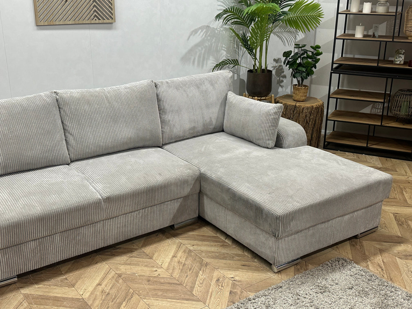 !Showroommodel! Licht Grijze Ribstof U Zetel